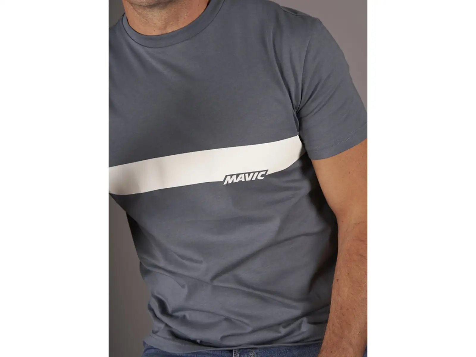 Mavic Corporate Stripe Herren-T-Shirt mit kurzen Ärmeln Orion Blue/Off White