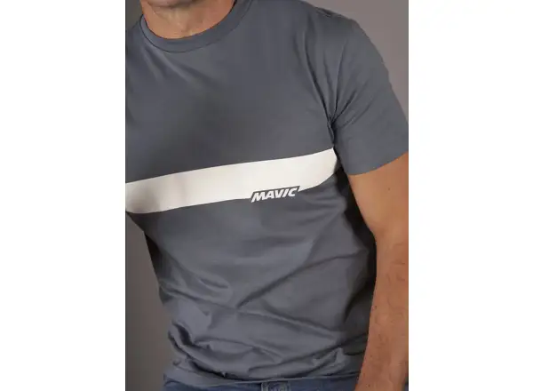 Mavic Corporate Stripe Herren-T-Shirt mit kurzen Ärmeln Orion Blue/Off White