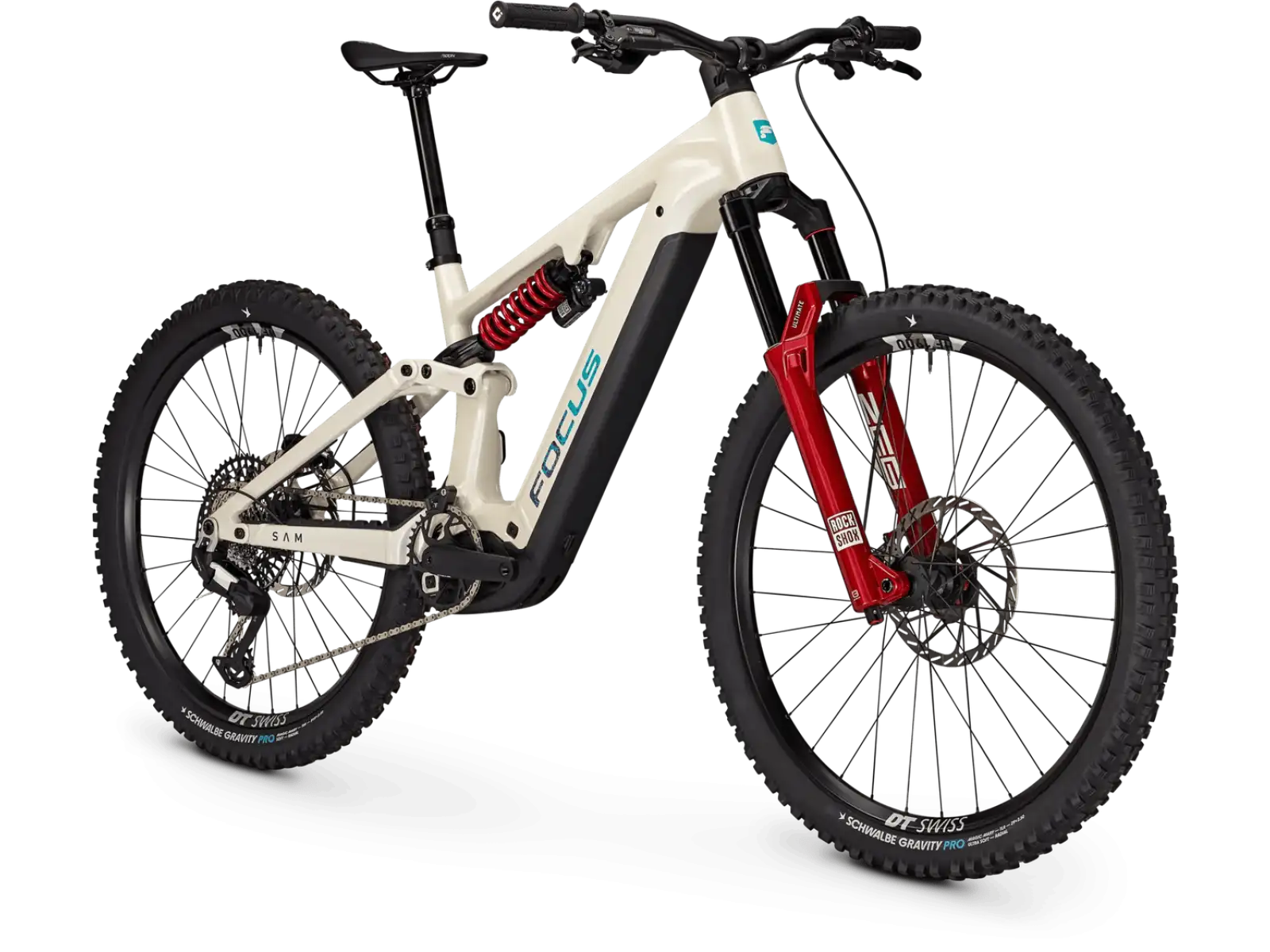 Focus SAM 9 800Wh vollgefedertes E-Bike Champagne / Shellwhite