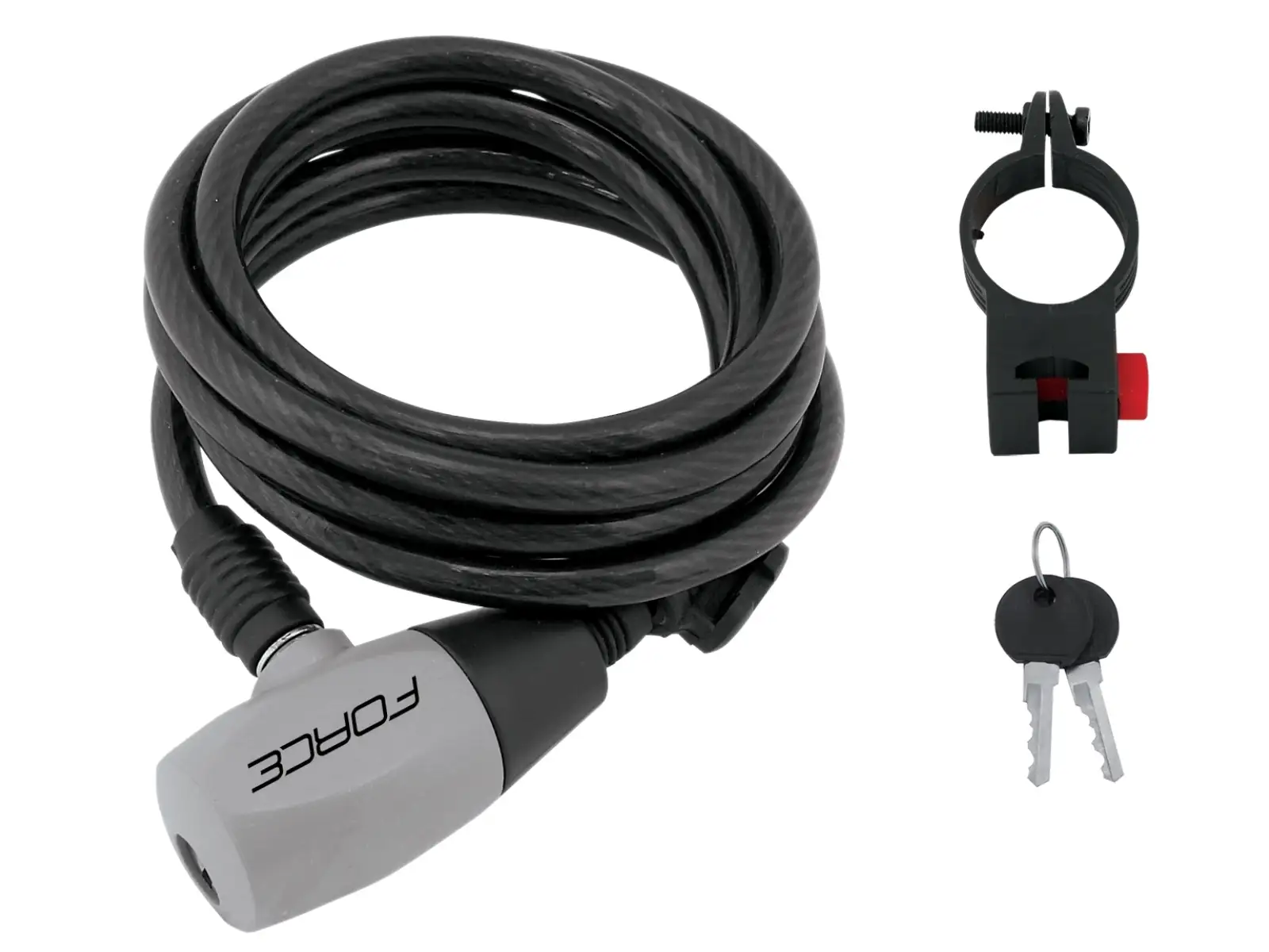 Force Spiralschloss grau 120cm/8mm + Halter