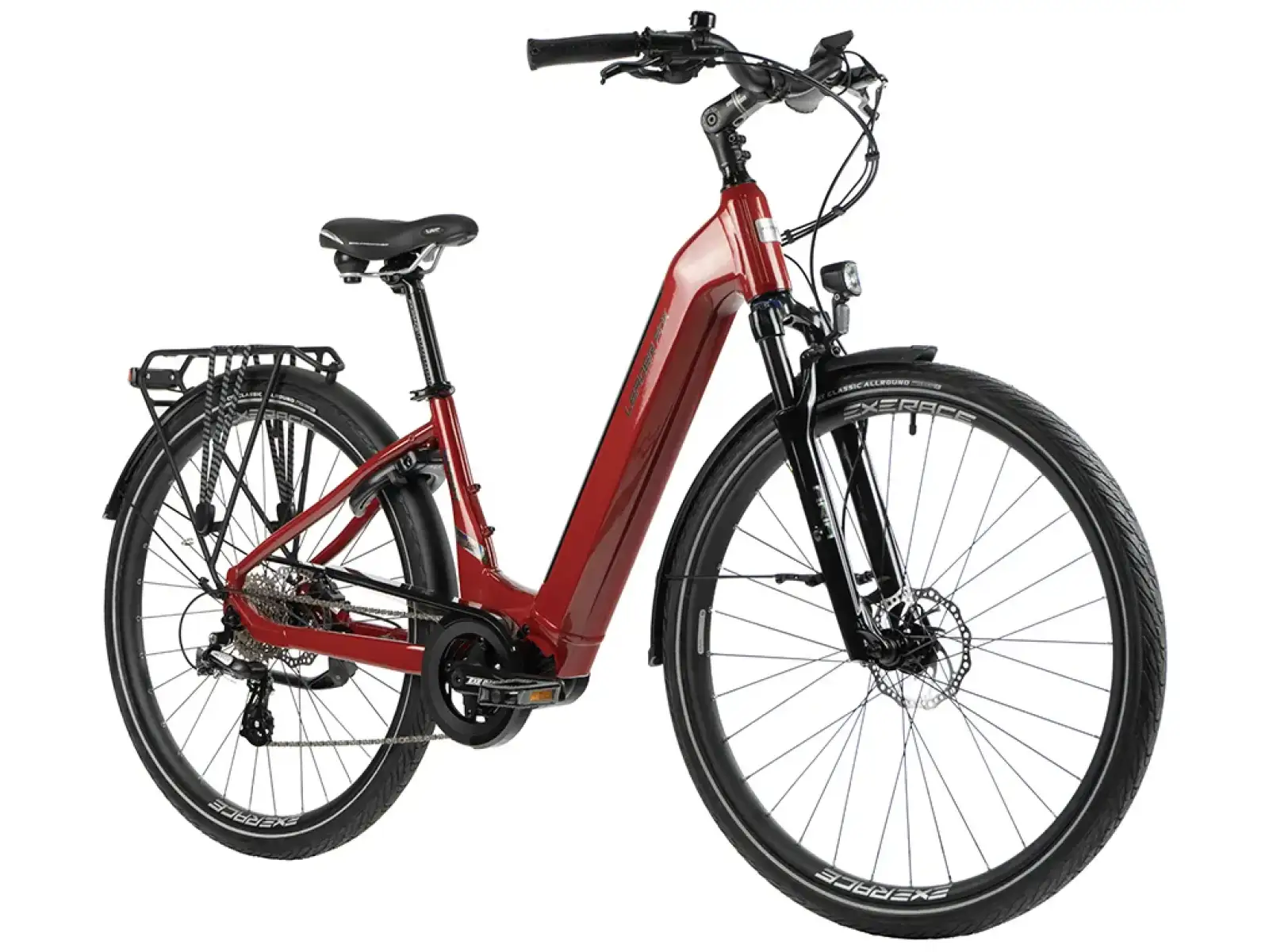 Leader Fox Saga 28 Tiefeinsteiger Stadtelektrofahrrad rot