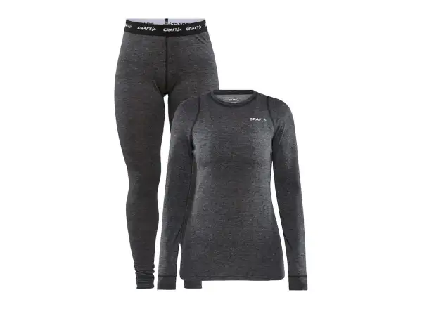 Craft Core Wool Merino Damen Set Langarmshirt+Hose black
