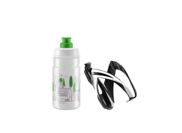 Elite Kit CEO Korb Schwarz Glänzend + JET Flasche 350 ml Transparent/Grün Logo