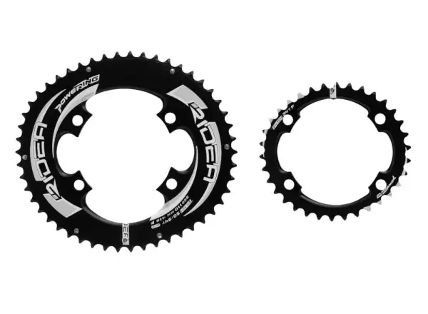 Ridea LS Straßenkurbelgarnitur mit elliptischem Kettenblatt 50/34 Zähne Schwarz/Weiß