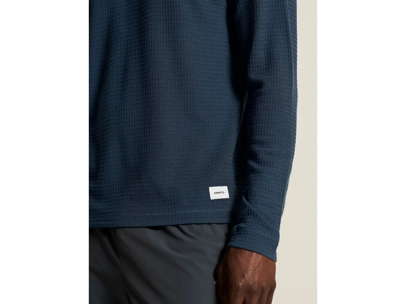 Craft Wool Waffle Herren T-Shirt Langarm blau