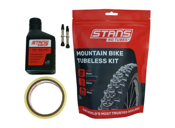 No Tubes Tubeless Umstellungsset für MTB - 25 mm Bänder, Ventile 44 mm.