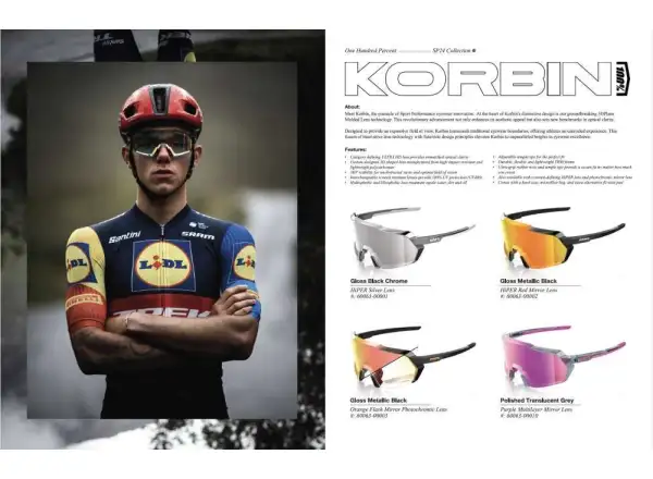 100% Korbin Brille in Gloss Metallic Black mit HiPER Red Multilayer Mirror