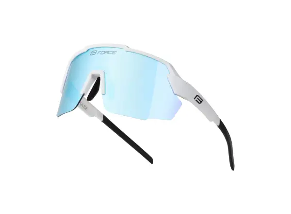Force Pulse Fahrradbrille weiß/blau verspiegeltes Glas