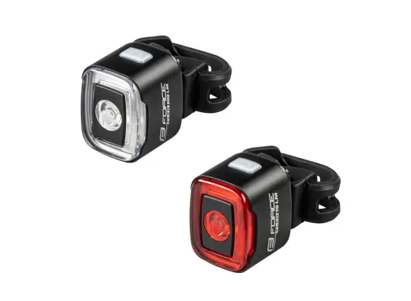 Force Flea Set von Blinklichtern 200 LM vorne und hinten USB schwarz