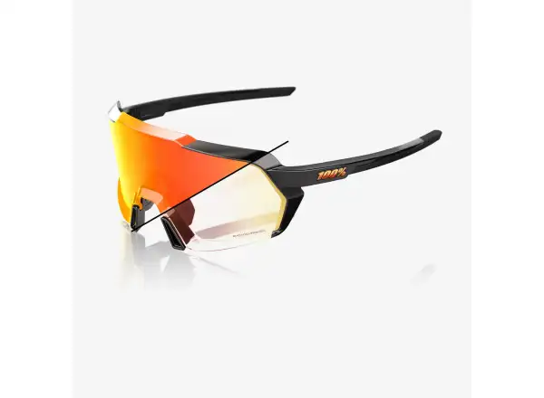 100% Korbin Brille Gloss Metallic Black Orange Flash Mirror Photochromic