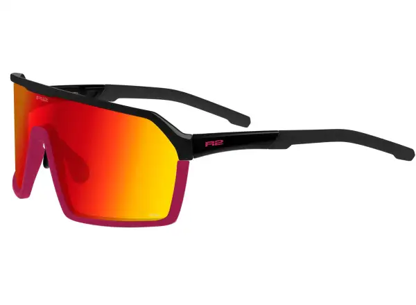 R2 Factor Radbrille glänzendes Schwarz Himbeer/Grau.