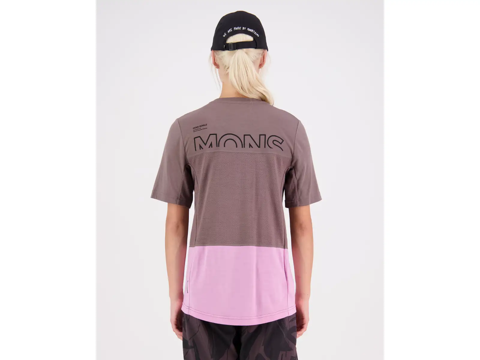 Mons Royale Tarn Merino Shift Damen T-Shirt mit kurzen Ärmeln Pop Pink/Iron