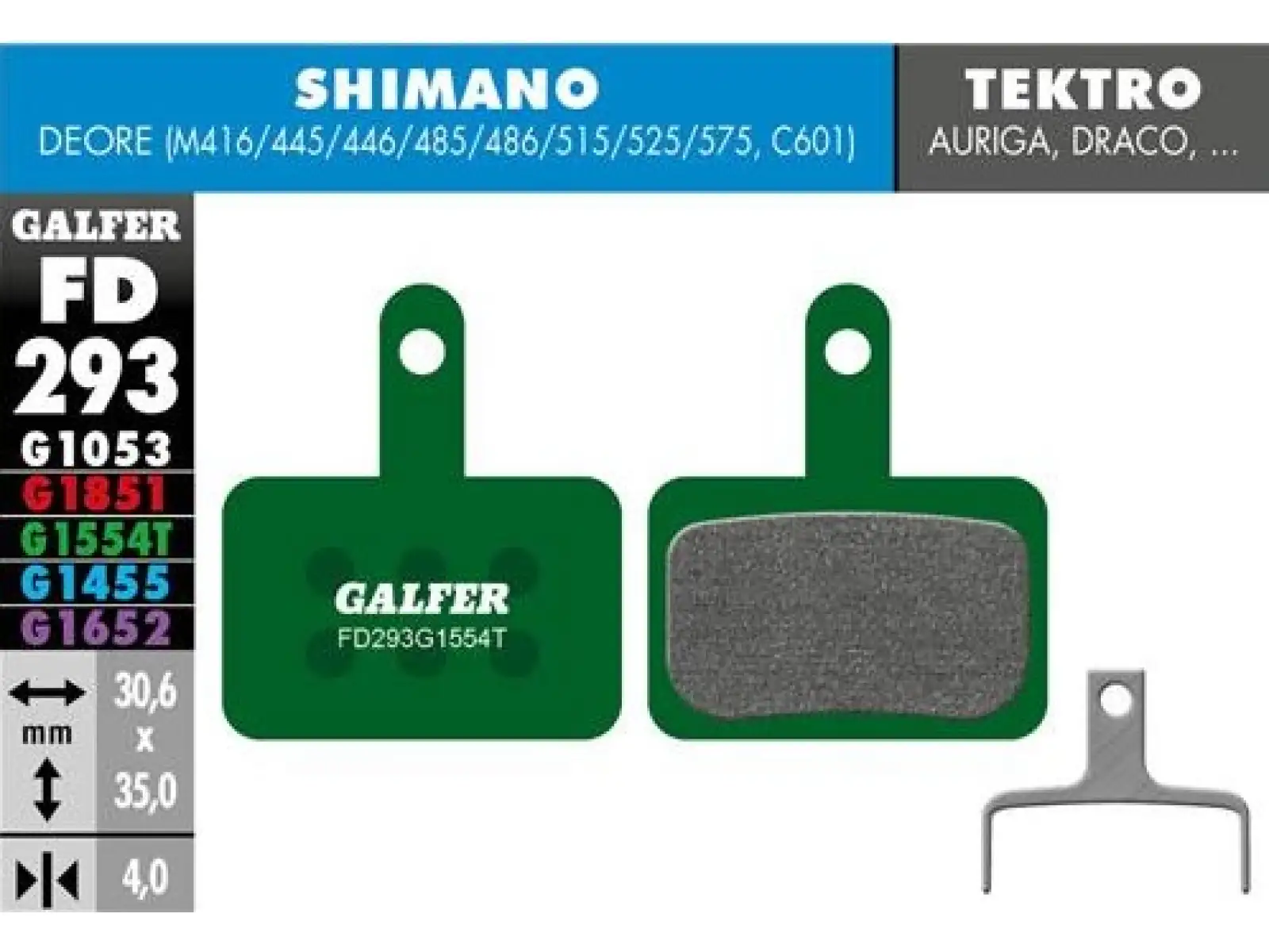 Galfer FD293 Pro G1554T Bremsbeläge für Shimano/Tektro/TRP