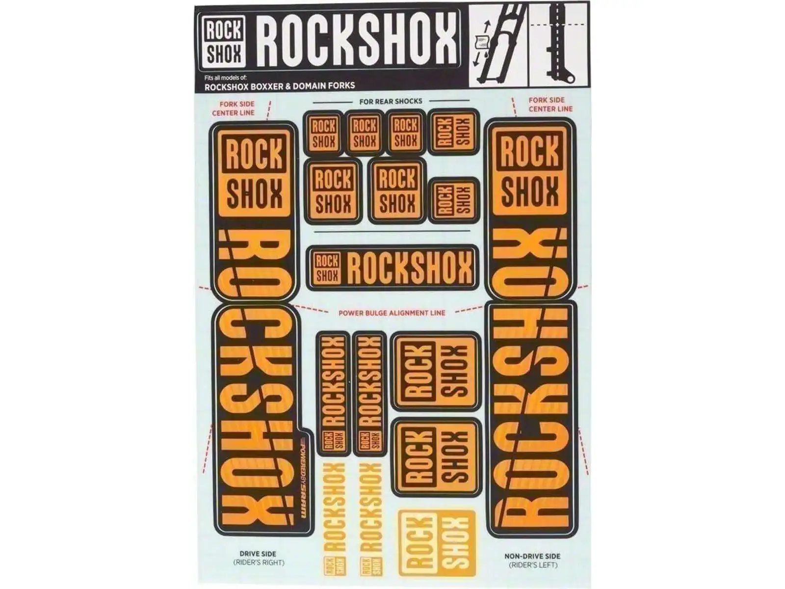 Rock Shox Decal Kit Neon Orange für BoXXer/Domain Dual Crown