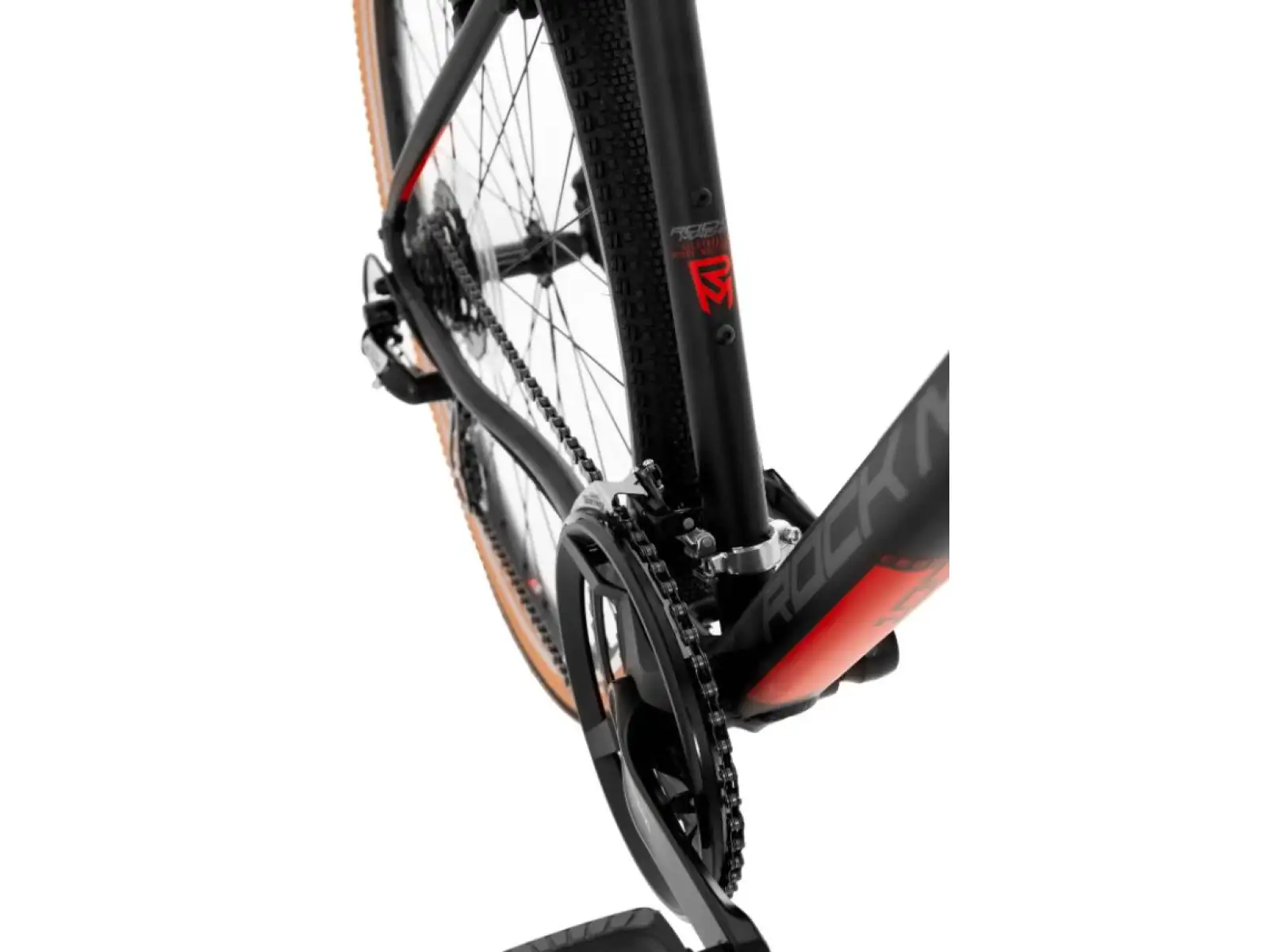 Rock Machine CrossRide 100 in mattem Schwarz/Dunkelgrau/Ziegelrot Trekkingrad.