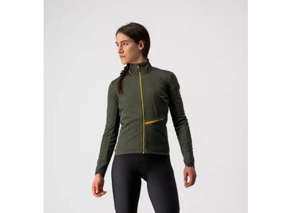 Castelli GO Damenjacke military green/fiery red/saffron