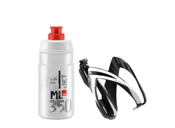 Elite Kit CEO Set Korb Schwarz Glänzend + JET Flasche 350 ml Klar/Rotes Logo
