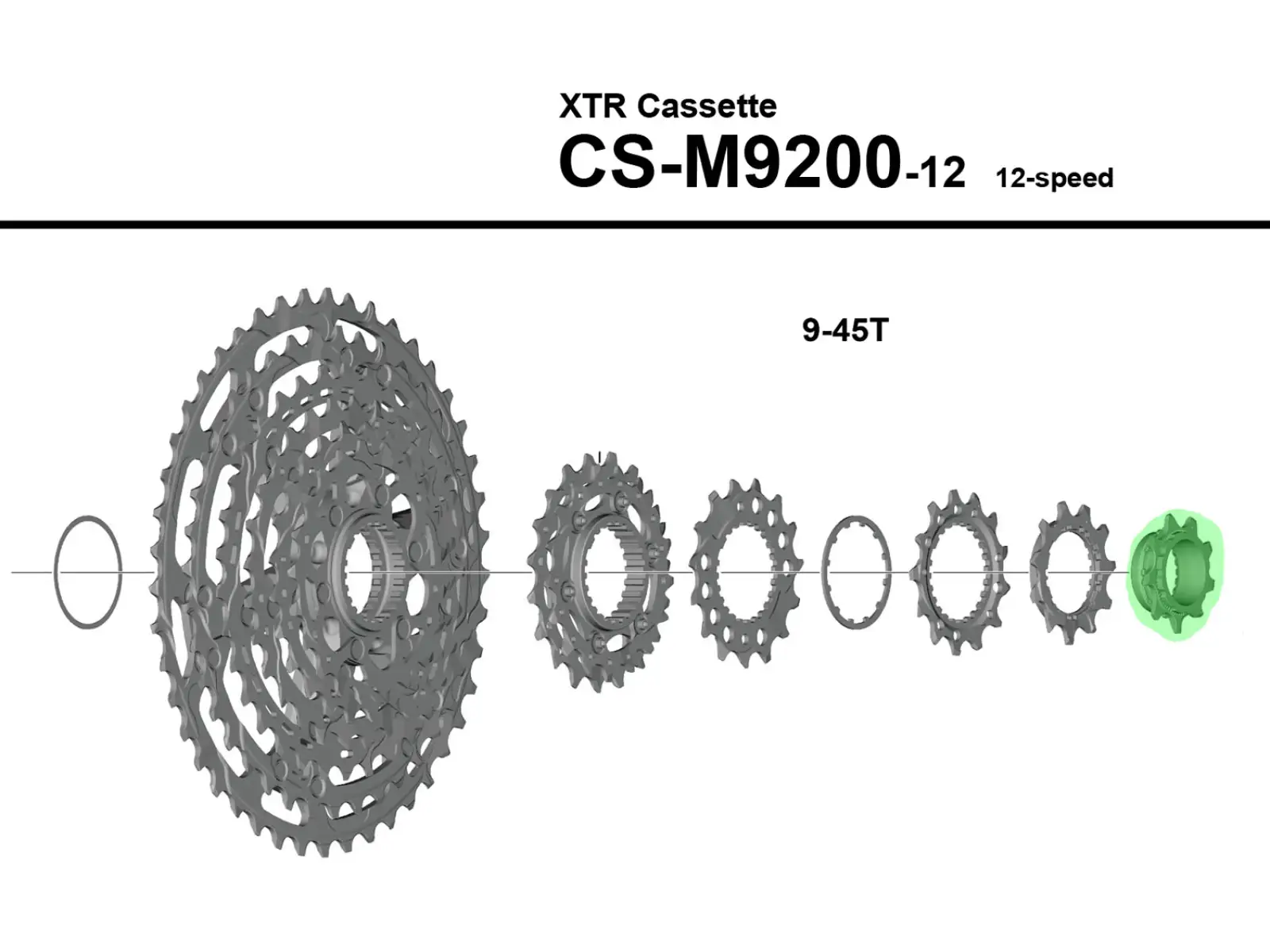 Shimano CS-M9200 Ritzel 9 Zähne mit Mutter