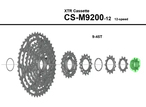 Shimano CS-M9200 Ritzel 9 Zähne mit Mutter