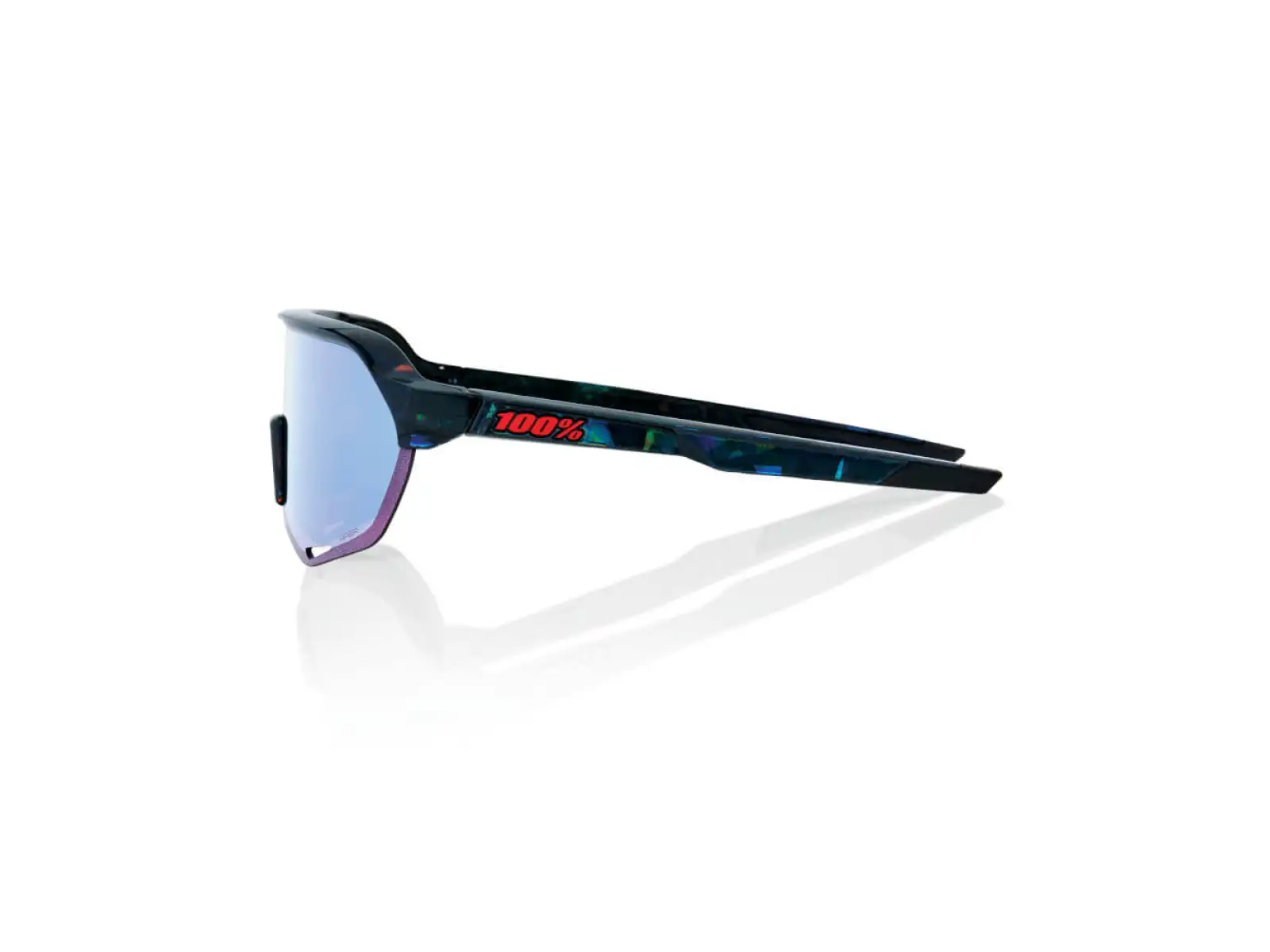 100% S2 HiPER Fahrradbrille Schwarz Holographisch/Blau Multilayer Spiegelglas