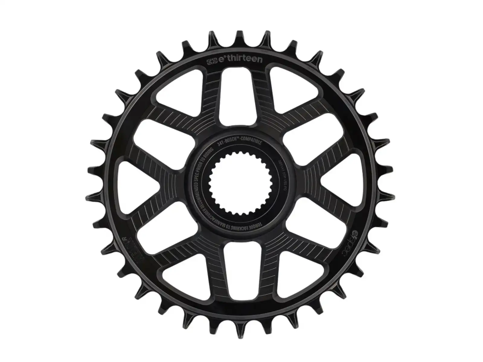 E-13 Helix Race E-Spec Alu Direct Mount Kettenblatt für Bosch CX Gen 4 in Schwarz