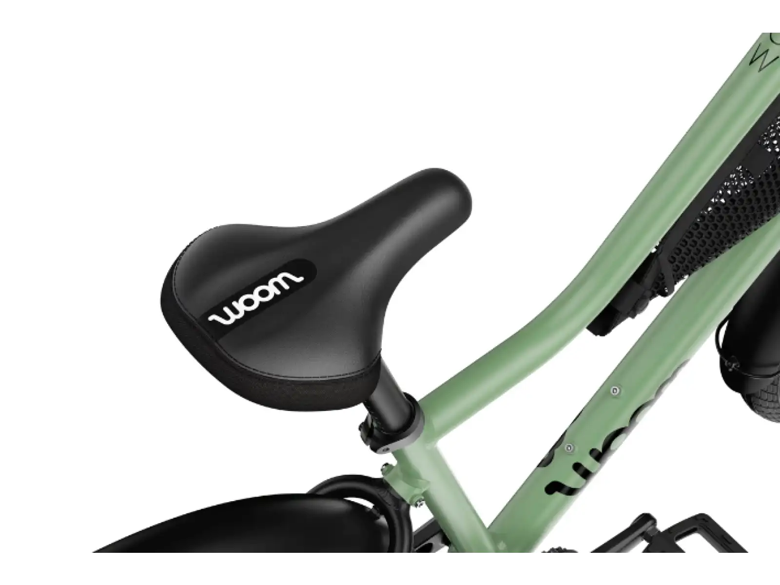 Woom 4 JETZT Kinderfahrrad 16" Moosgrün/Formula Rot