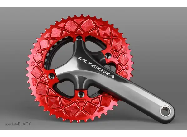 Absolute Black OVAL Road 2x 110/4 chainring 50 teeth red