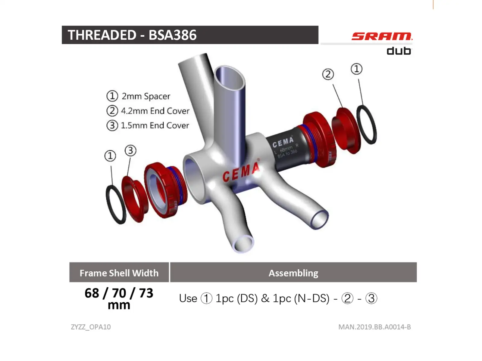 Cema Sram DUB Innenlager Steel Schwarz
