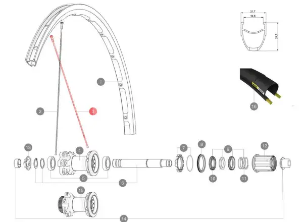 Mavic Ksyrium Disc Flachspeichen-Drahtsatz 12 Stück 291mm
