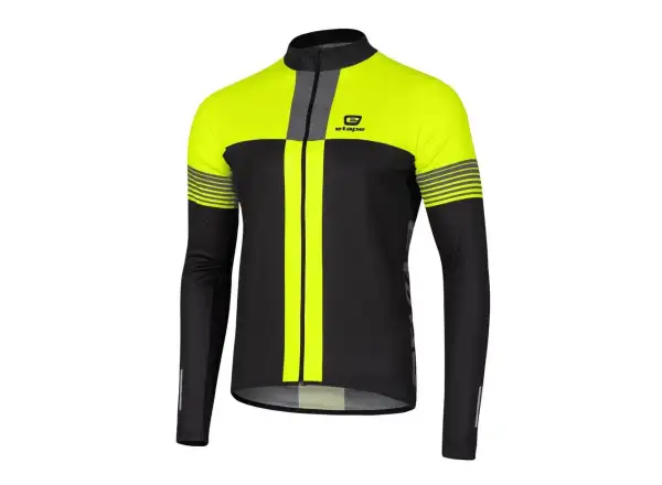 Langarmtrikot für Herren, schwarz/gelb fluo, Etape Comfort.