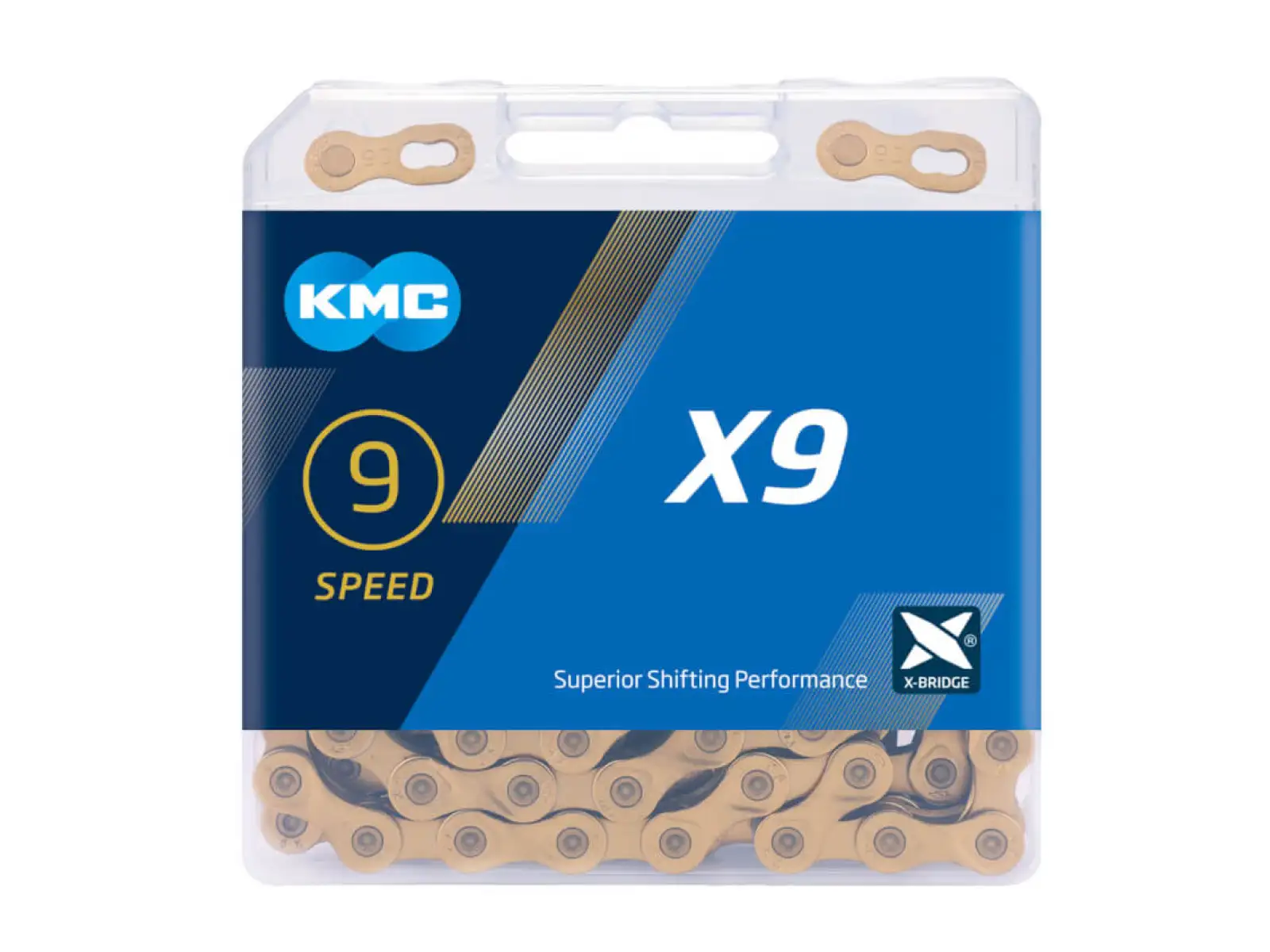 KMC Kette X9 in Gold mit 114 Gliedern
