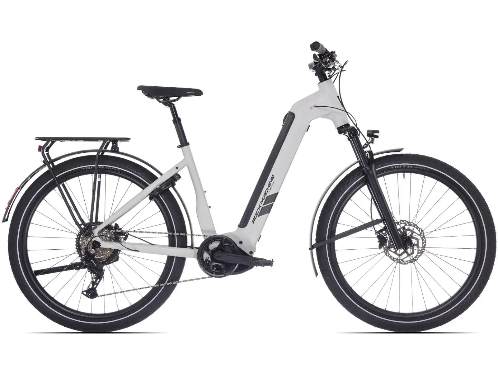 Rock Machine eRokk B70T Elektrofahrrad mit tiefem Einstieg Matte Limerock Grey