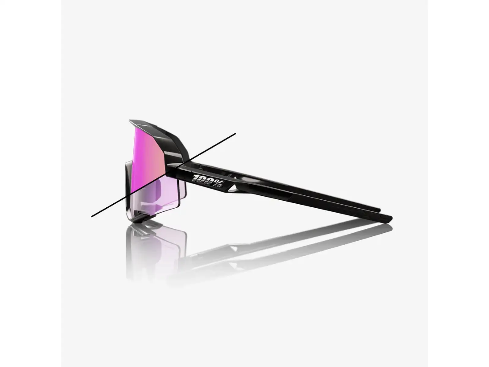 100% Slendale Sonnenbrille – Gloss Black mit Photochromic Purple Mirror