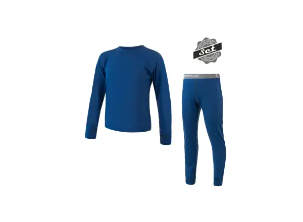 Sensor Merino Air Kinder Set Langarmshirt + Unterhose Dark Blue