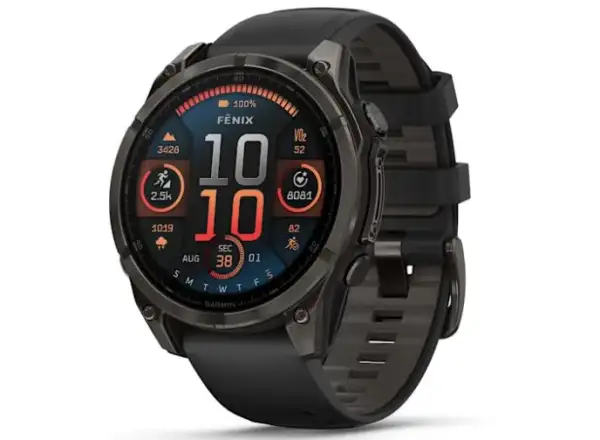 Garmin fenix 8 - 47 mm AMOLED Saphir Smartwatch Carbon Grey DLC Titan Schwarz/Grau