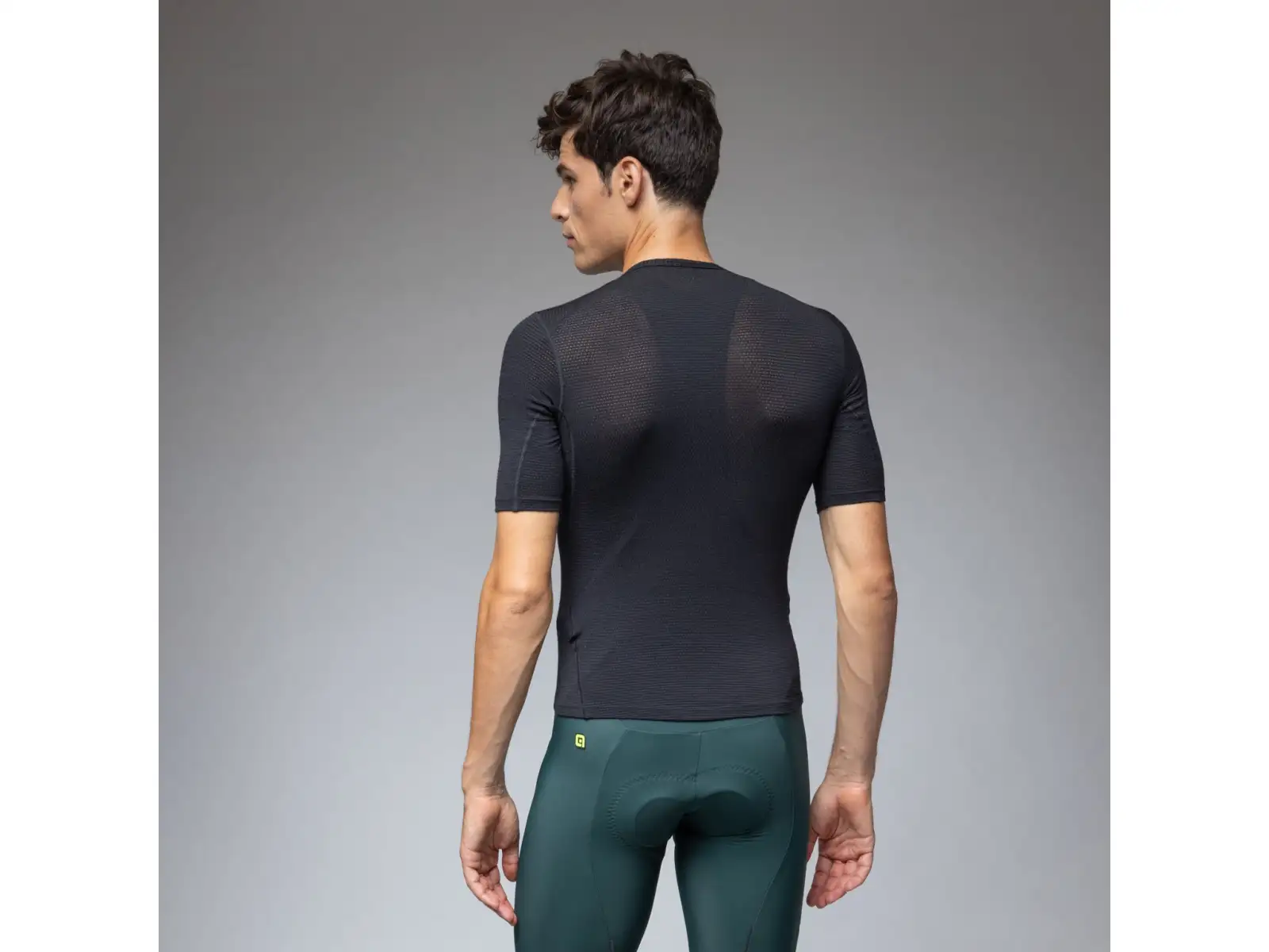 Alé Intimo Merino Herren Unterhemd kurzer Ärmel Black