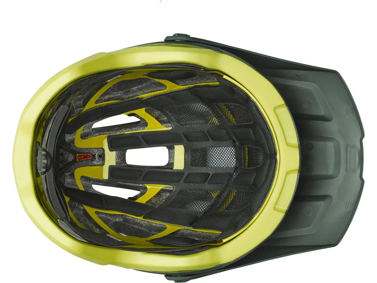 Die Mavic Deemax Pro Mips MTB Helm in der Farbe Dunkelgrün/Zitronentransparent