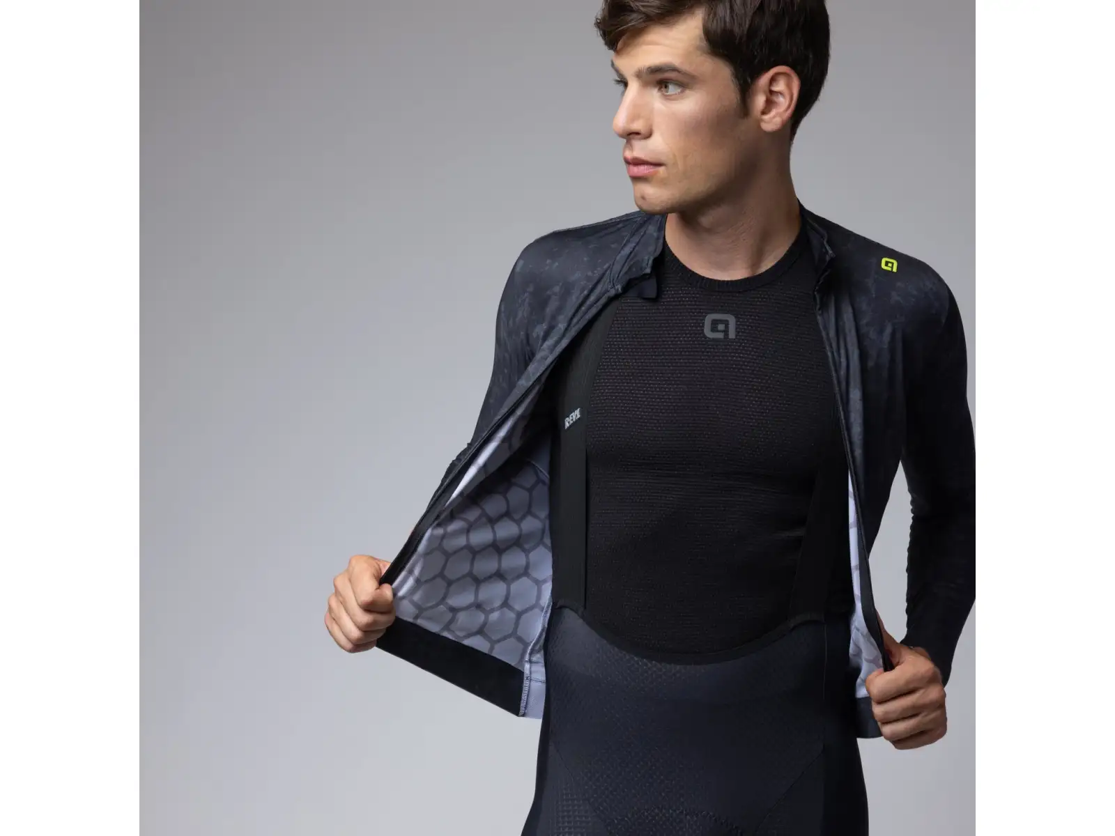 Alé R-EV1 Grafenium Herren gefüttertes Radtrikot Black