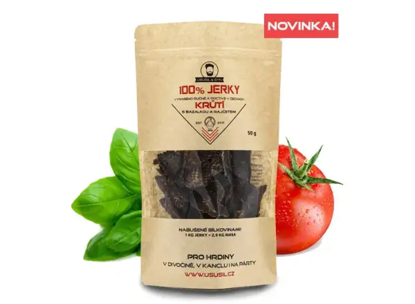 Usušil & syn 100% JERKY Truthahn mit Basilikum und Tomate 50 g
