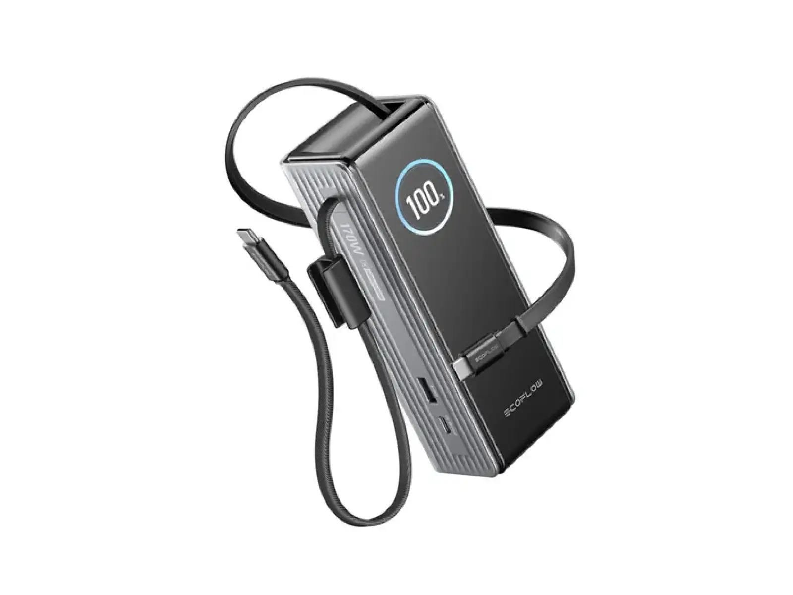 EcoFlow Rapid Powerbank (25000mAh,170W) 2x100W eingebautes USB-C Kabel - Silber