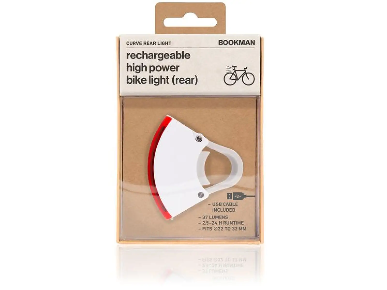 Bookman Curve Rücklicht USB Weiß