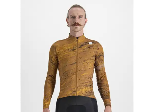Sportful Cliff Supergiara Thermal Herrentrikot Langarm Leder Golden Oak Schwarz