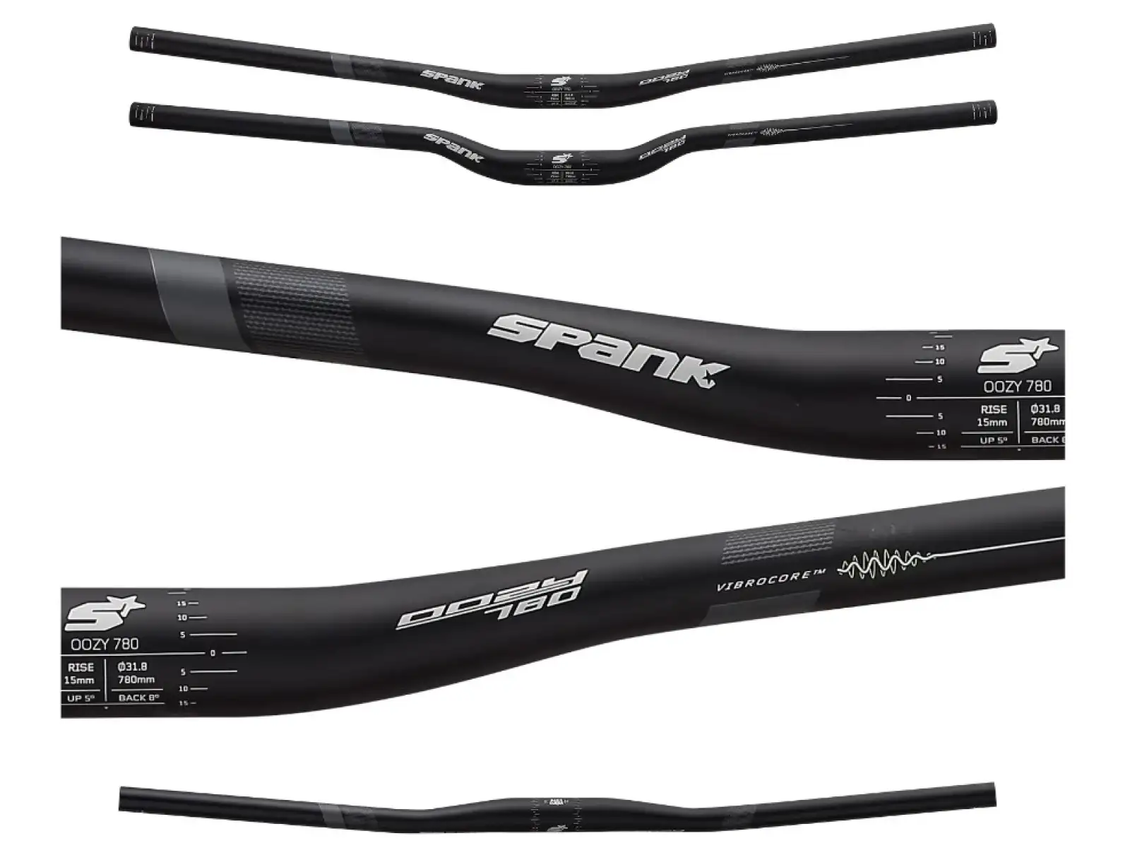 Spank OOZY Vibrocore Lenker 780 mm 15R Schwarz Grau
