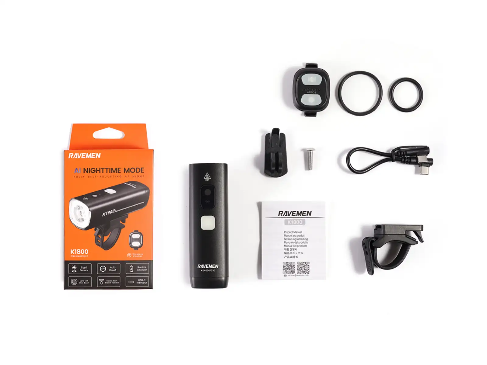 Ravemen K1800 Frontlicht schwarz