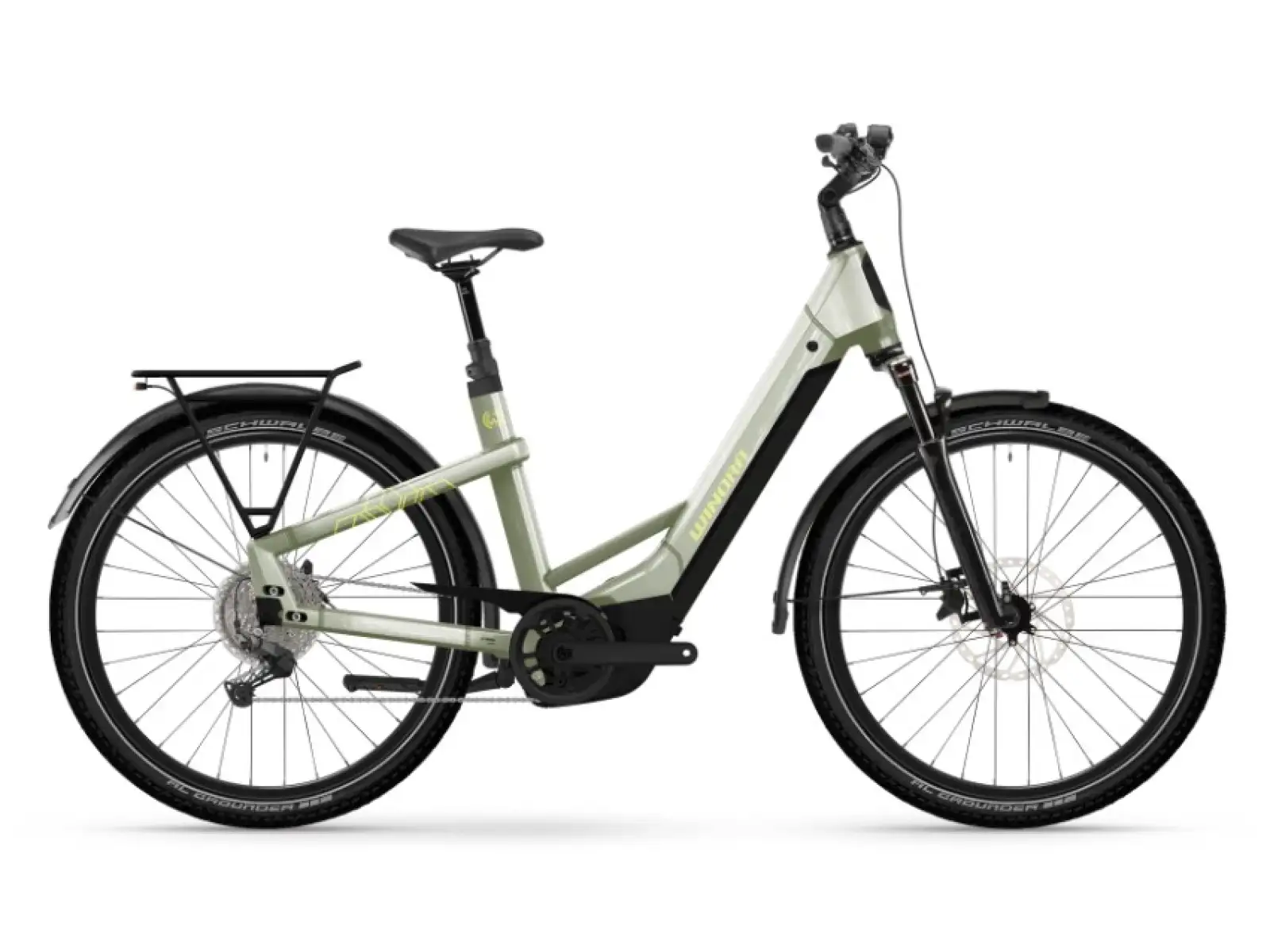 Winora Yakun X10 800Wh Tiefeinsteiger E-Bike ivory green gloss