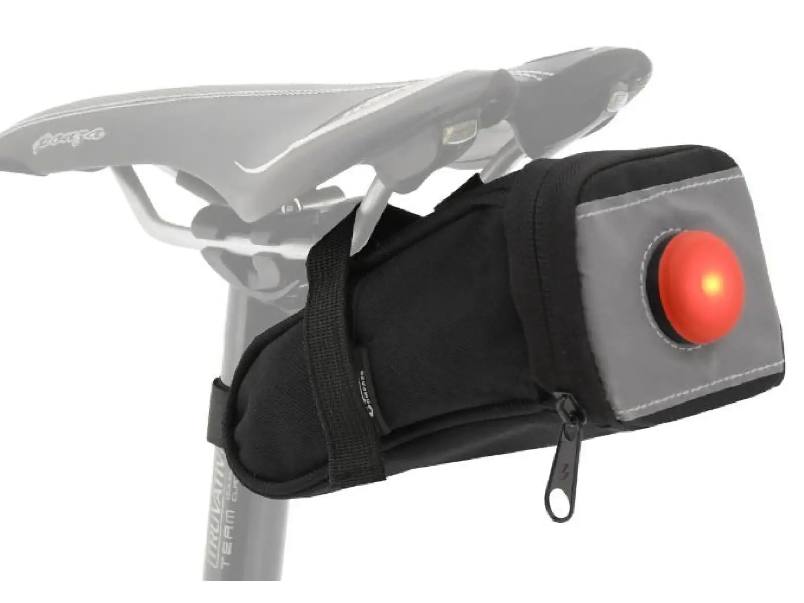 Fahrradsatteltasche Compass mit Rücklicht Schwarz
