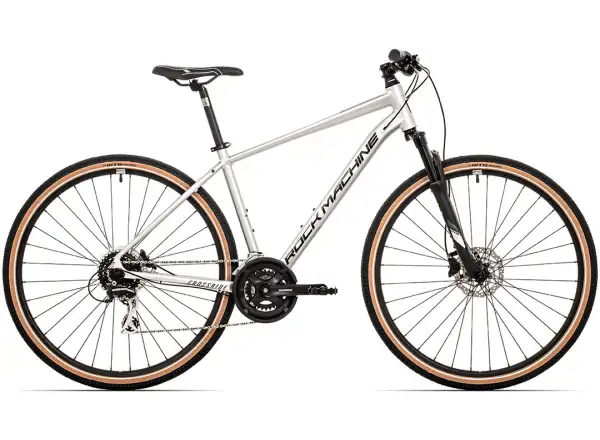 Rock Machine CrossRide 300 glänzend silber/schwarz Trekkingrad.