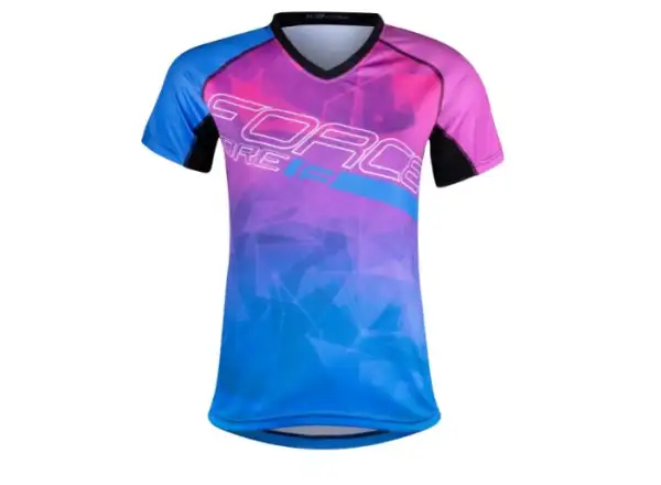 Force Core Damen-MTB-Trikot mit kurzem Arm, Pink/Blau.