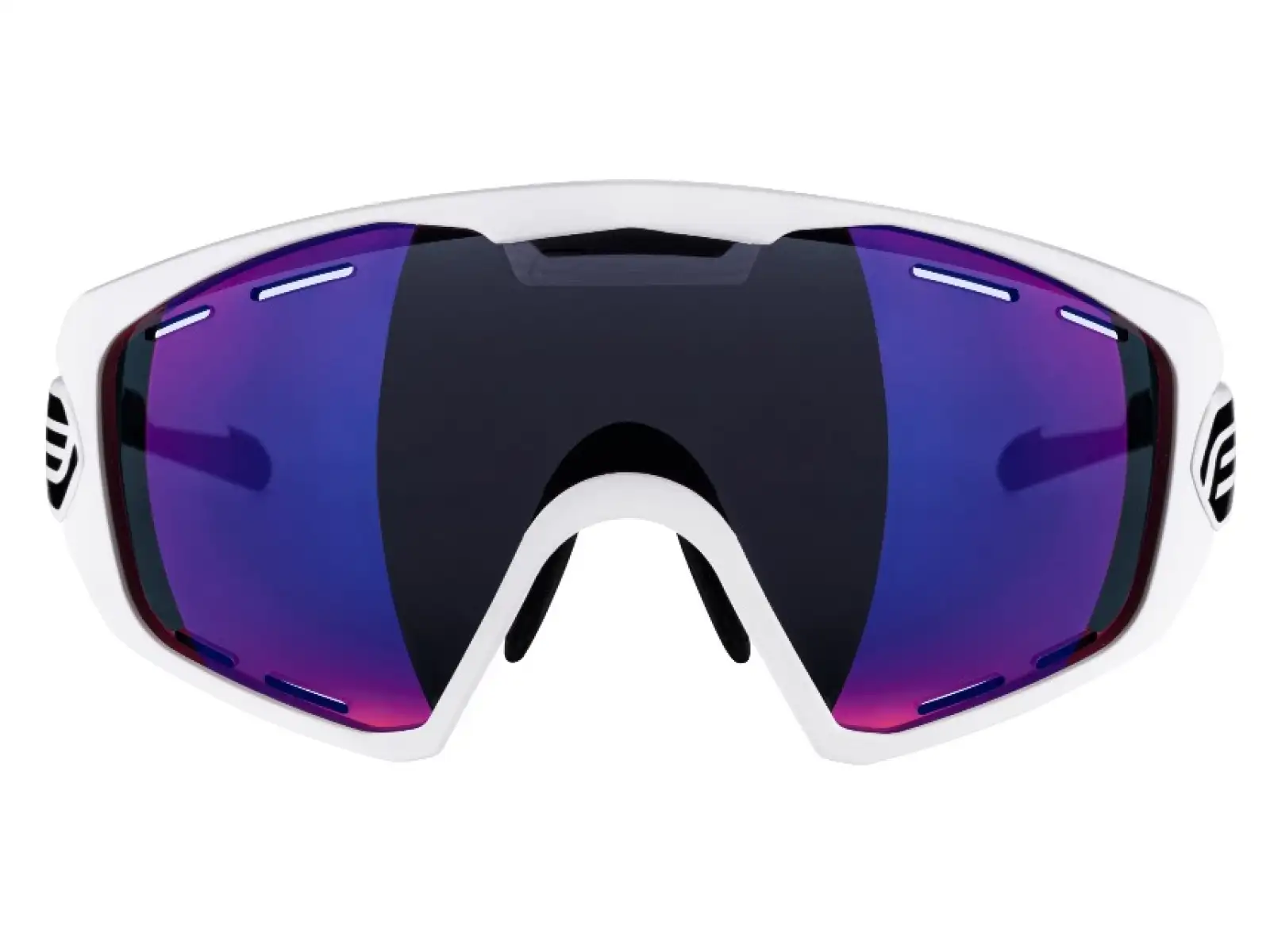 Die Force Ombro Plus Fahrradbrille in Weiß/Blau-Gläsern.