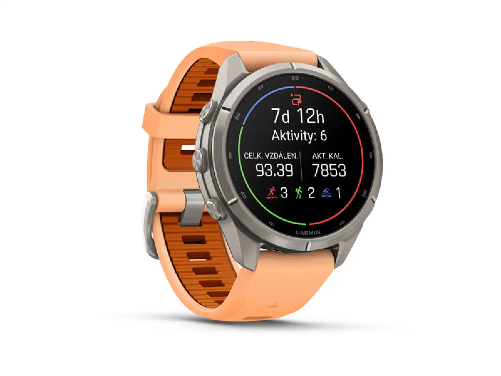 Garmin fenix 9 Pro – inReach 43 mm Smartwatch Titanium Shell pink/autumn orange Silikonarmband